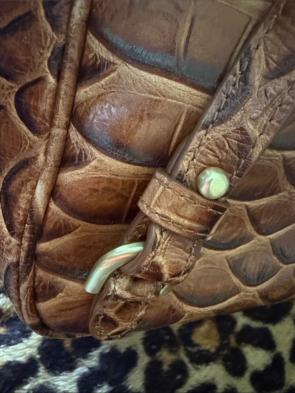 Brahmin Cognac Embossed Leather Mini Backpack - Picture 5 of 8